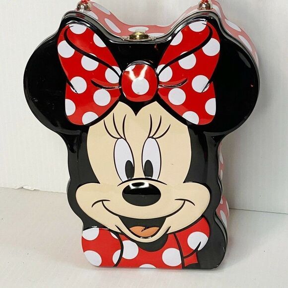 Disney Minnie Mouse Tin Purse with handle Red EUC - Picture 2 of 8